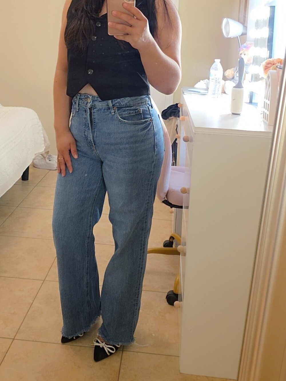 Old Navy Women's Straight Wide-Leg Jeans - Medium Blue